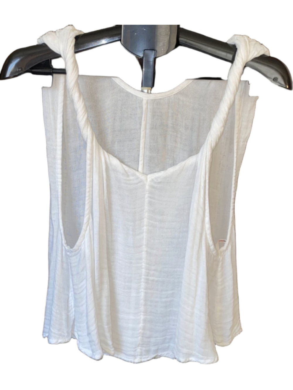 Free People Women's Size L White Sleeveless Tank Top Twisted Strap Cropped